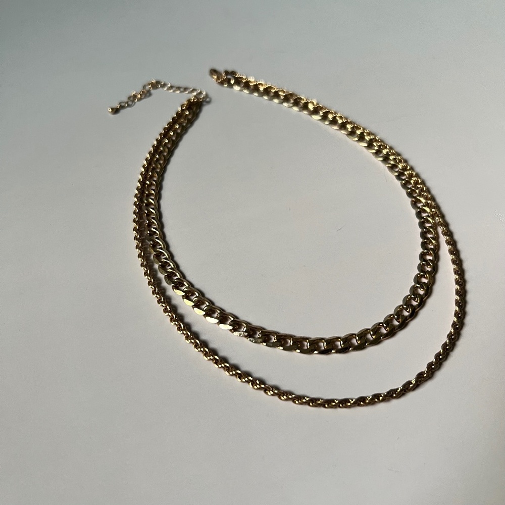 Double Metal Chain Necklace